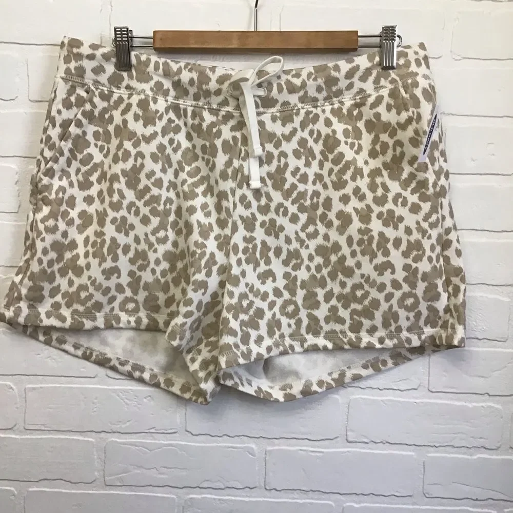 Leopard OLD Navy mini shorts animal prints ecru white tan beige cotton blend L - Picture 11 of 11